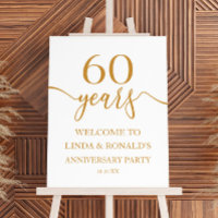 Champagne 60th Wedding Anniversary Welcome Sign