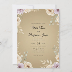 Champagne Amethyst Petal Wedding Invitation