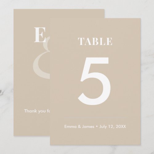 Champagne Ampersand Wedding | Modern Table Number