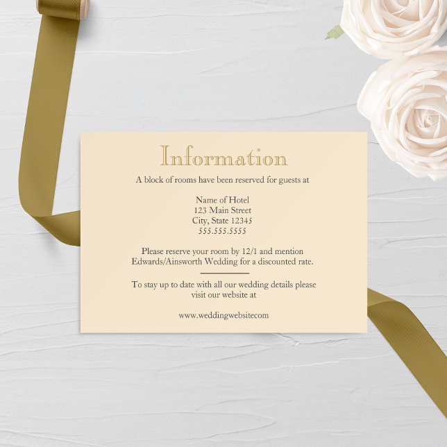Champagne and Antique Gold Wedding Enclosure Card (Creator Uploaded)