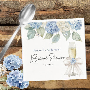 Champagne And Blue Hydrangea Bridal Shower Napkins