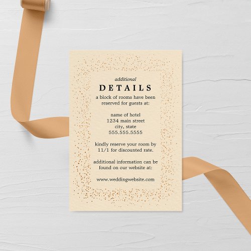 Champagne and Bronze Confetti Brusts Wedding Enclosure Card