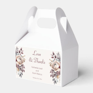 Champagne and Burgandy Floral Wedding Favor Boxes
