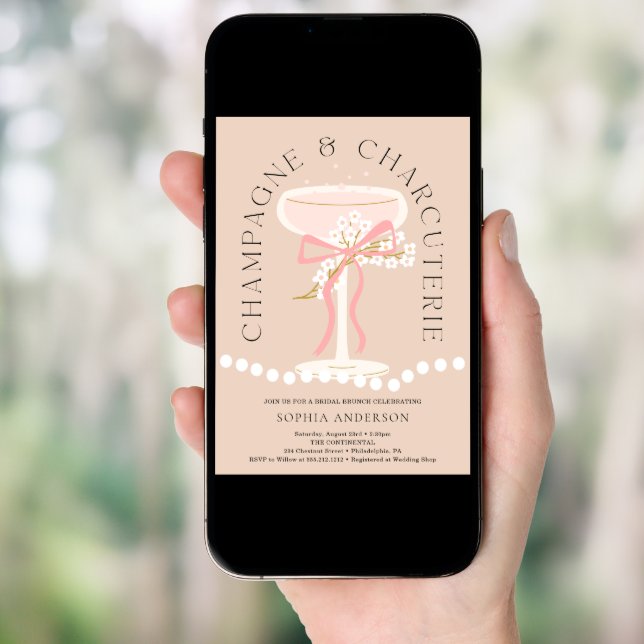 Champagne and Charcuterie Bridal Shower Invitation (Front Digital)