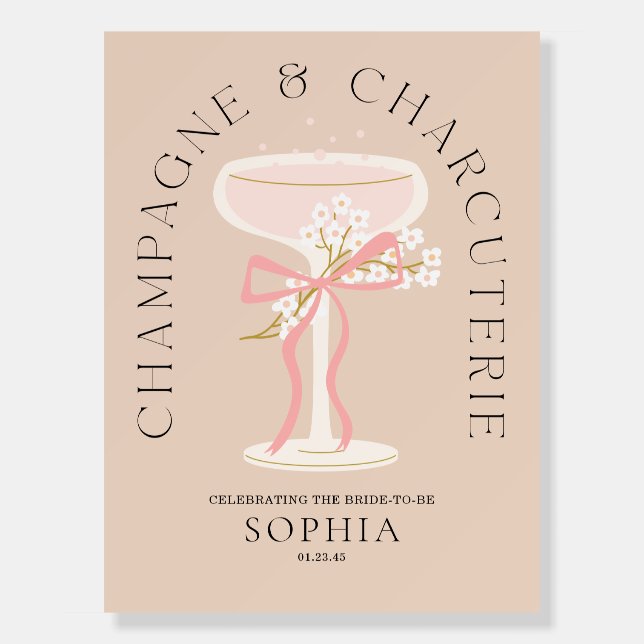 Champagne and Charcuterie Bridal Shower Welcome  Foam Board (Front)