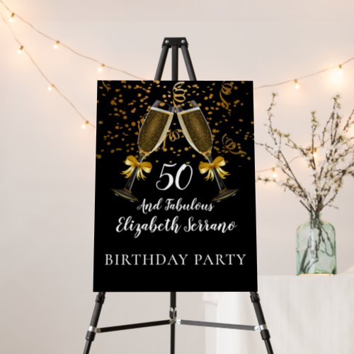 Champagne And Confetti Black Gold 50th Birthday Foam Board