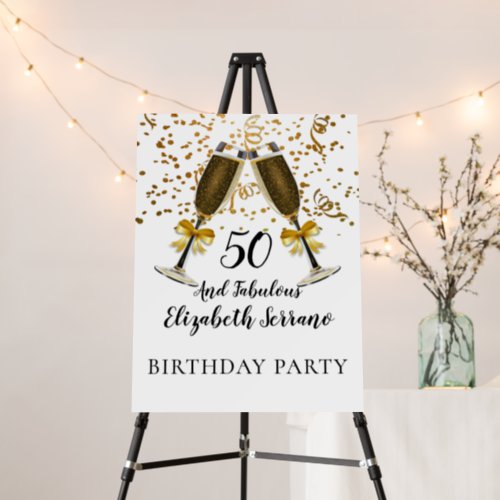 Champagne And Confetti Black Gold 50th Birthday Foam Board