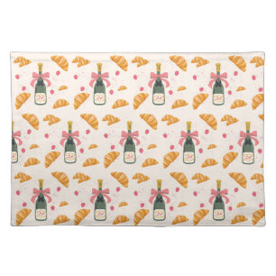 Champagne and Croissants Cloth Placemat