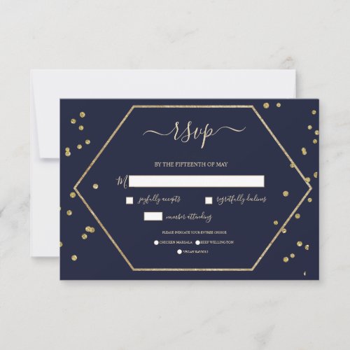 Champagne and Deep Blue RSVP