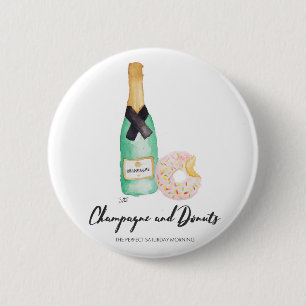 Champagne and Donuts Watercolor Button