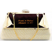 Champagne And Emerald Green Bridal Clutch (Inside)