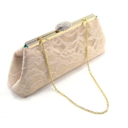 Champagne And Emerald Green Bridal Clutch (Front)