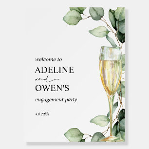 Champagne and Eucalyptus Engagement Party Welcome Foam Board
