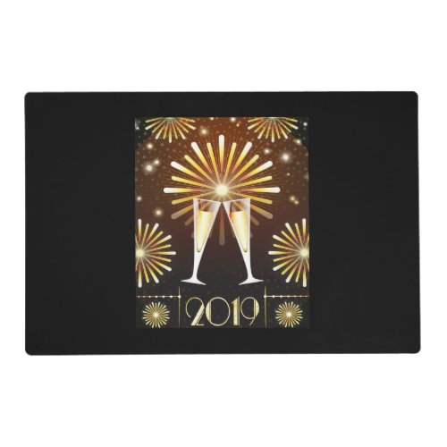 Champagne and Fireworks New Years Eve 2019 Placemat