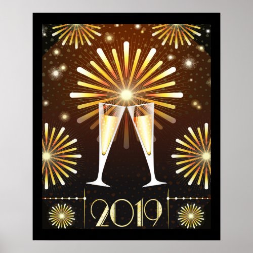 Champagne and Fireworks New Years Eve 2019 Poster