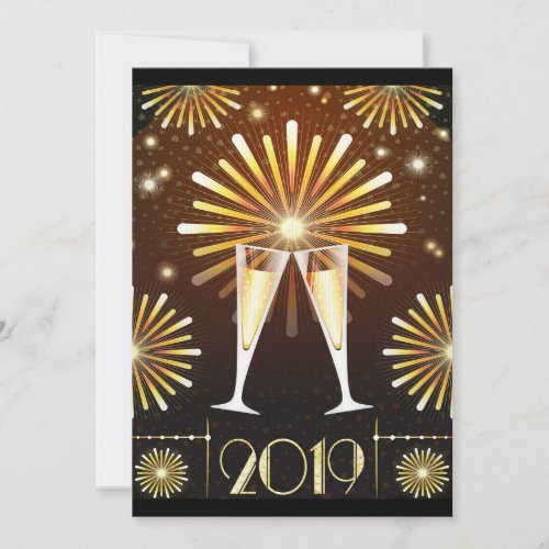 Champagne and Fireworks New Years Invitation