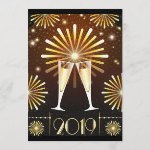 Champagne and Fireworks New Years Invitation