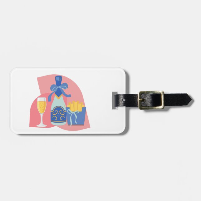 Champagne and Fries Luggage Tag (Front Horizontal)