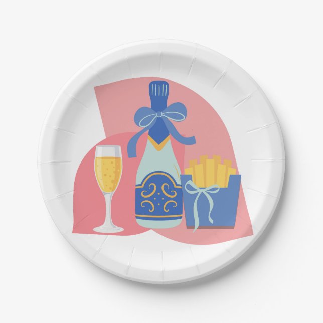 Champagne and Fries Paper Plates (Front)