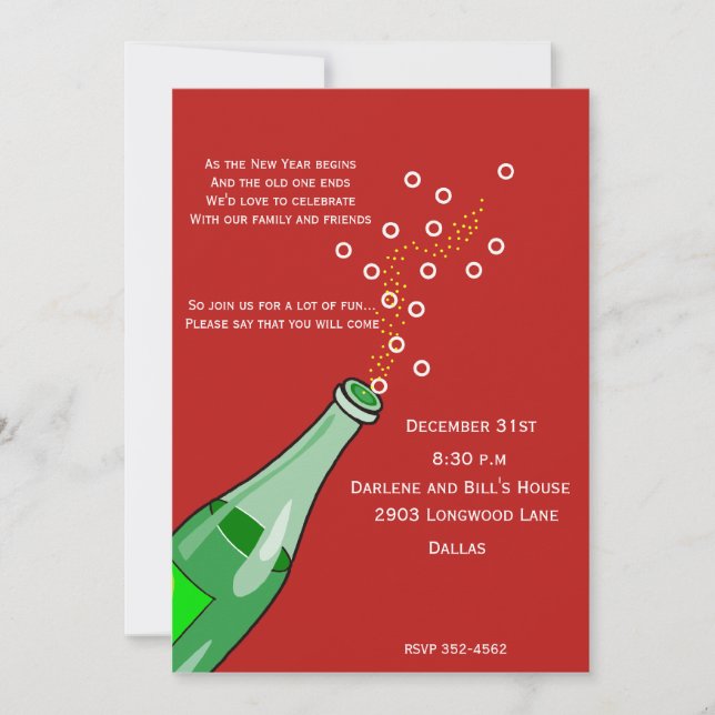 Champagne and fun ... New years party invitation (Front)