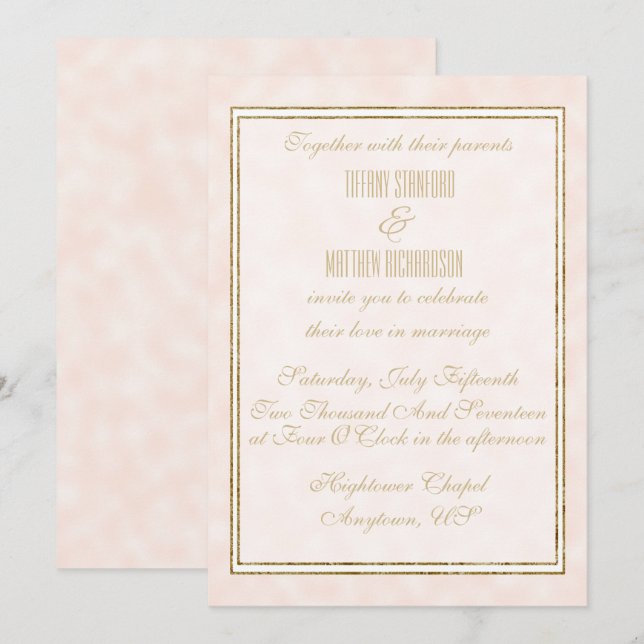 Champagne and Gold Elegant Wedding Invitation (Front/Back)