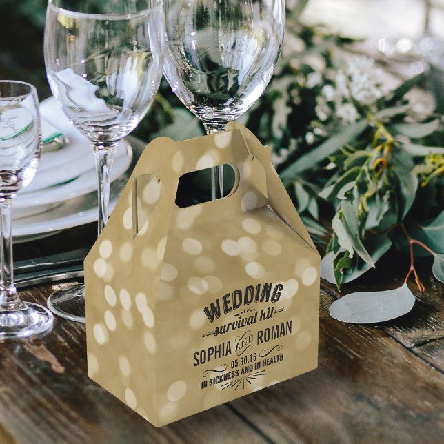 Champagne and Gray Wedding Survival Kit Favor Boxes (Creator Uploaded)