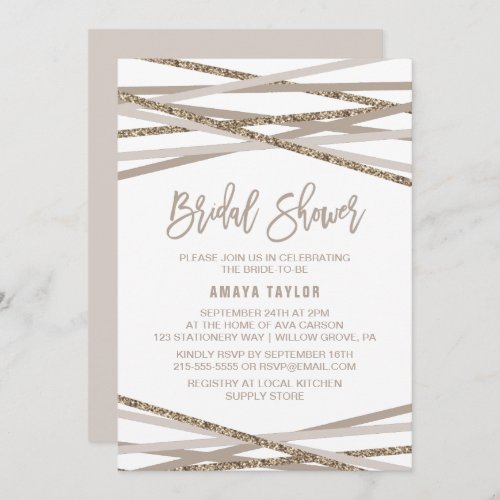 Champagne and Ivory Streamers Bridal Shower Invitation