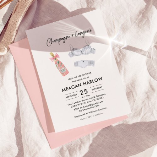 Champagne and Lingerie Bridal Shower Invitation