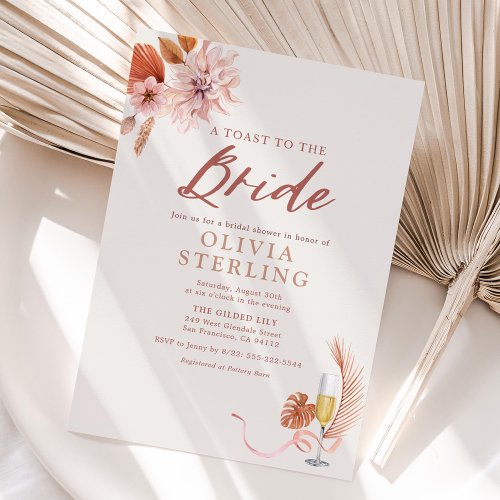 Champagne and Neutral Florals Bridal Shower Invitation