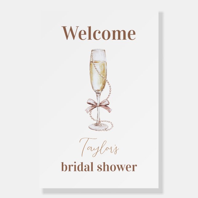 Champagne and Pearls Bridal Shower Sign 24x36 (Front)