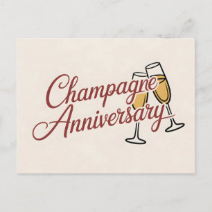Champagne Anniversary Celebration Script Graphic Holiday Postcard