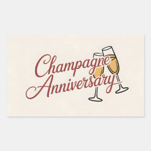 Champagne Anniversary Celebration Script Graphic Rectangular Sticker