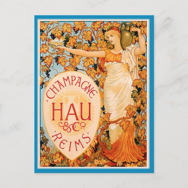 Champagne Art Nouveau Poster Art Postcard (Front)