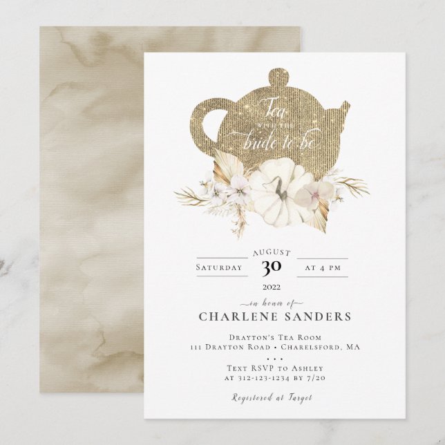 Champagne Autumn  Bridal Tea Invitation (Front/Back)