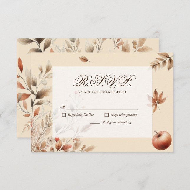Champagne Autumn Harvest Wedding RSVP Botanical (Front/Back)