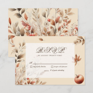 Champagne Autumn Harvest Wedding RSVP Botanical