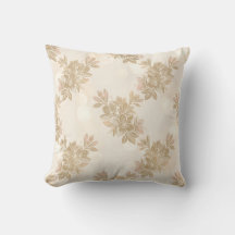 Champagne Azalea Floral Throw Pillow