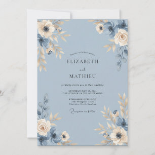 Champagne Azure Vine Wedding Invitation