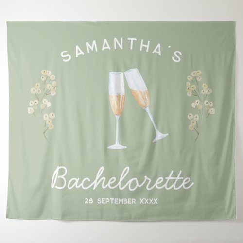 Champagne Bachelorette Party Backdrop Boho Floral