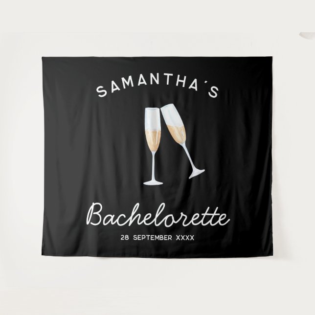 Champagne Bachelorette Party Backdrop Boho Fun (Front (Horizontal))