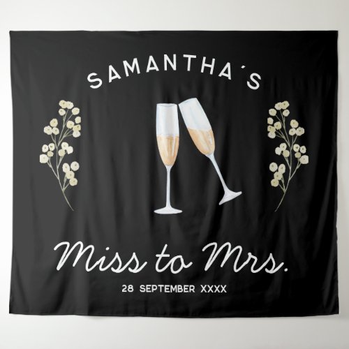 Champagne Bachelorette Party Miss to Mrs Floral Tapestry
