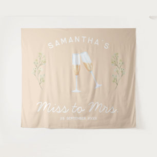 Champagne Bachelorette Party Miss to Mrs Floral Tapestry