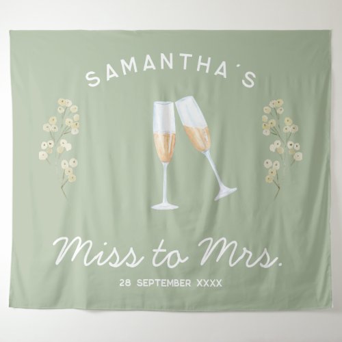 Champagne Bachelorette Party Miss to Mrs Floral Tapestry