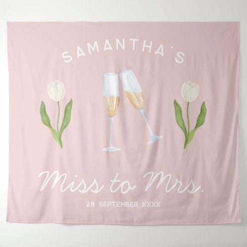 Champagne Bachelorette Party Miss to Mrs Tulip Tapestry