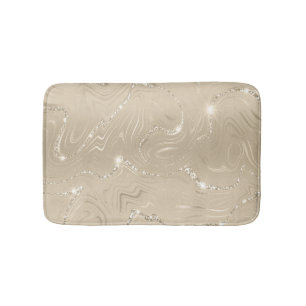 Champagne Background White and Beige Glitter Bath Mat