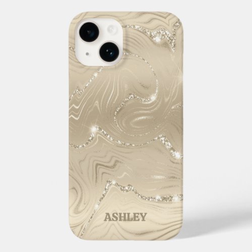 Champagne Background White Glitter  Case_Mate iPhone 14 Case