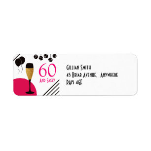 Champagne/Balloons/60 and Sassy Return Address Label