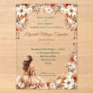 Champagne Beige Boho Quinceañera Acrylic Invitations