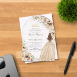 Champagne Beige Cream Floral Princess Quinceañera  Acrylic Invitations<br><div class="desc">Personalize this elegant champagne floral Quinceañera / Sweet 16 birthday acrylic invitation easily and quickly. Simply click the customize it further button to edit the texts, change fonts and fonts colors. Featuring beautiful watercolor champagne flowers, a girl dressed in a lovely champagne ball gown and a champagne gold princess crown....</div>