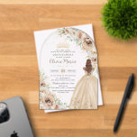 Champagne Beige Cream Floral Princess Quinceañera  Acrylic Invitations<br><div class="desc">Personalize this elegant champagne floral Quinceañera / Sweet 16 birthday acrylic invitation easily and quickly. Simply click the customize it further button to edit the texts, change fonts and fonts colors. Featuring beautiful watercolor champagne flowers, a girl dressed in a lovely champagne ball gown and a champagne gold princess crown....</div>